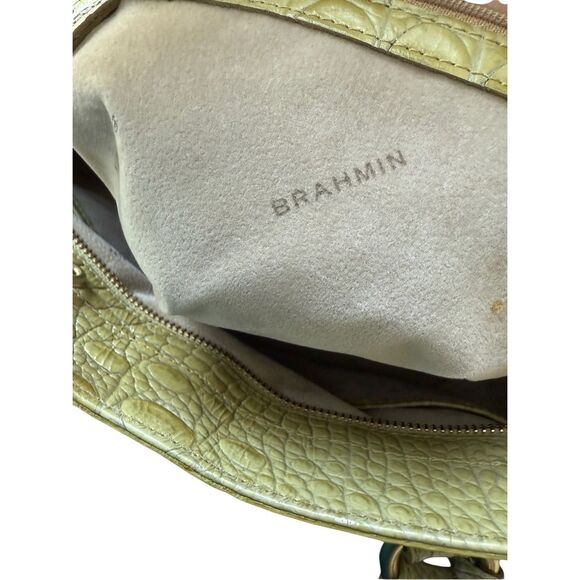 Brahmin Elouise Womens Chartreuse Croc Embossed Leather Shoulder Bag Satchel - Picture 11 of 16